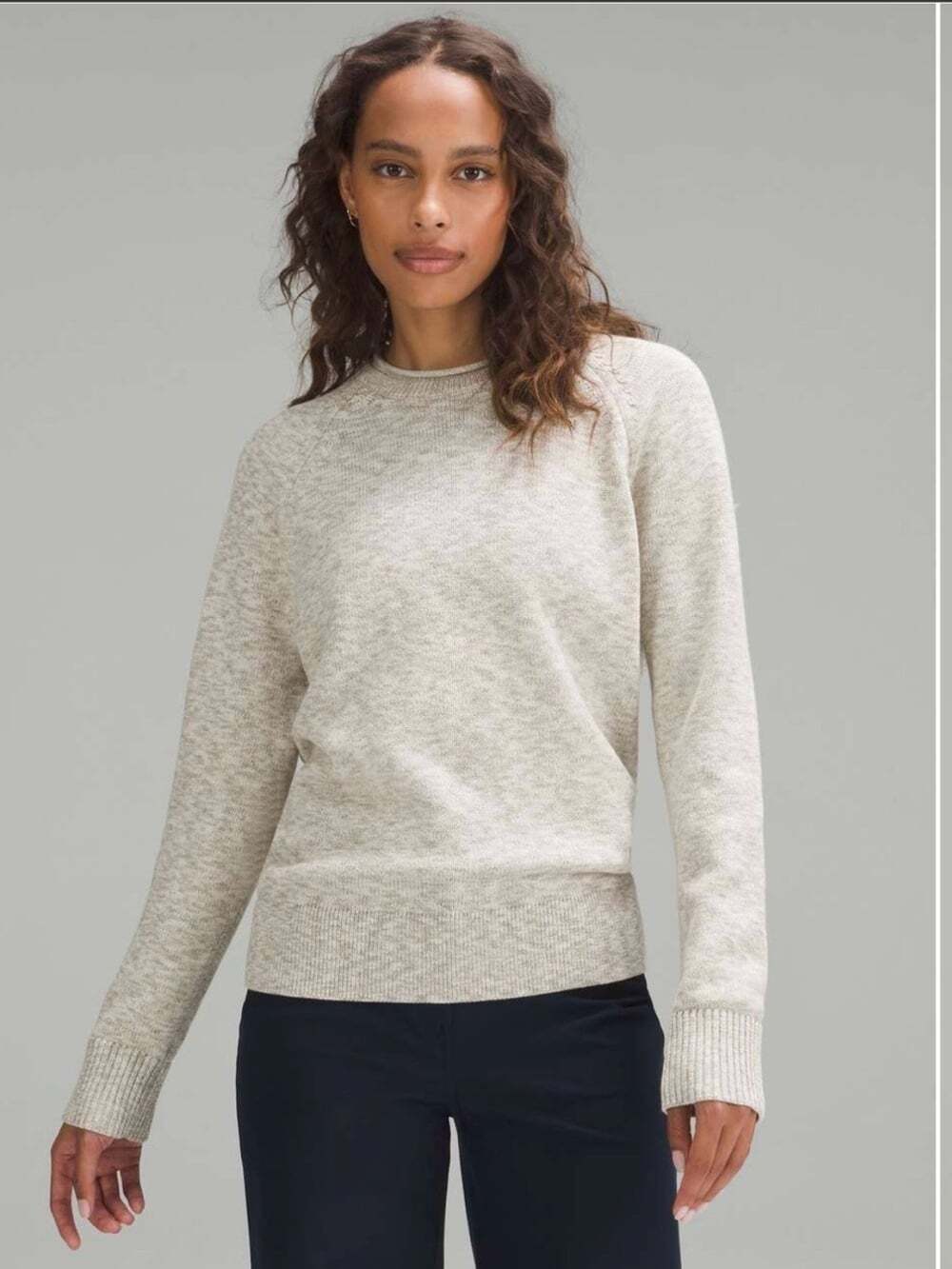 lululemon Boxy Cotton Blend Crewneck Heathered Marled Sweater Sz- XL Gorpcore